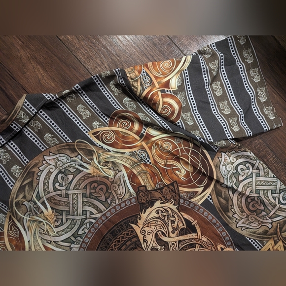 Hawalili Mens Button Down Shirt Brown & Gold Dragon Print Size 2XL Unique! - Picture 15 of 16